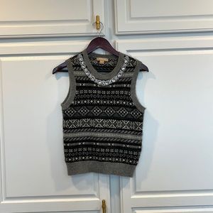 Sweater vest by Micheal Kors. Italian yarn. Rhinestone collar.